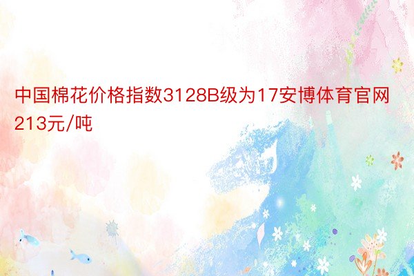 中国棉花价格指数3128B级为17安博体育官网213元/吨